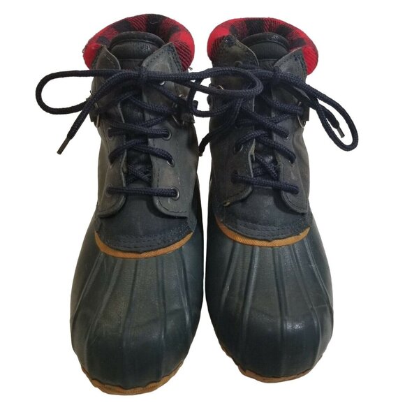 ✅Cobblestone Rubber and Leather Boots Womens Sz 9 Red Plaid Thermolite Insulated - Picture 4 of 12